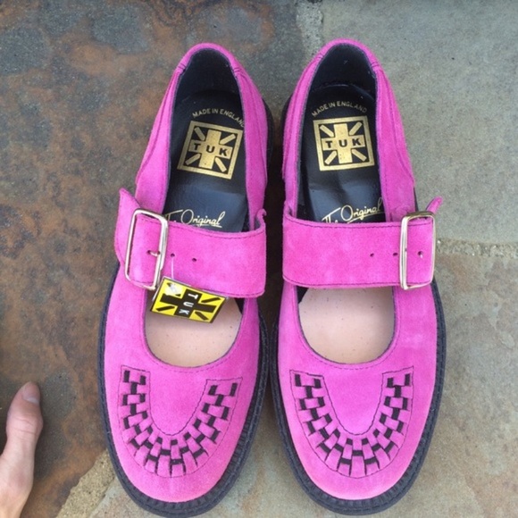 NEW TUK pink suede Mary Jane creepers RARE punk goth 8.5 women’s - Picture 3 of 4